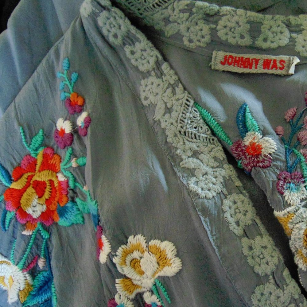 Johnny Was Embroidered Floral Kimono Jacket L - Picture 12 of 12